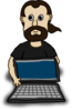 Comic Character With Laptop Clip Art